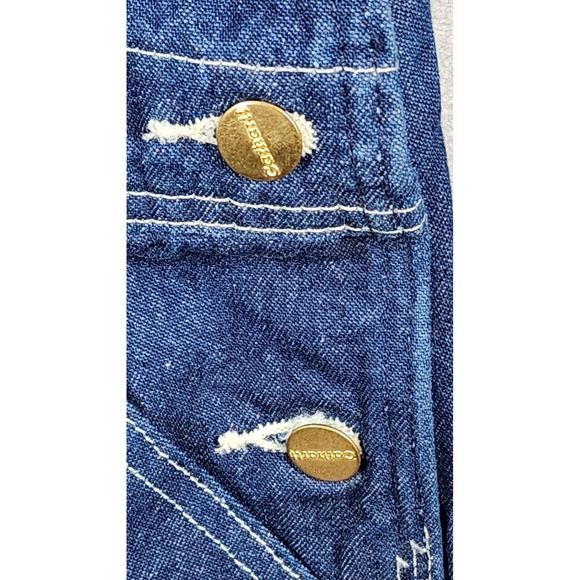 Vintage Carhartt Denim Bib Overalls Mens 32 Blue Workwear Carpenter Utility - Picture 9 of 16